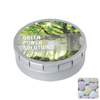 Round click tin with fruit heart sweets in Light Grey