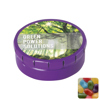 Round click tin with jelly beans in Purple