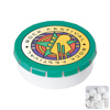 Round click plastic pot with sugar free mints in Green