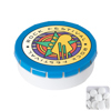 Round click plastic pot with sugar free mints in Light Blue