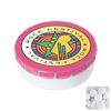 Round click plastic pot with sugar free mints in Pink