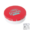Round click plastic pot with sugar free mints in Red