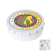 Round click plastic pot with sugar free mints in White