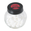 Small glass jar with mints with dextrose mints in Black