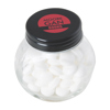 Small glass jar with dextrose mints in Black