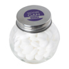 Small glass jar with mints with dextrose mints in Silver