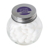 Small glass jar with dextrose mints in Silver