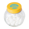 Small glass jar with dextrose mints in Yellow