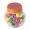 Small glass jar with choco's in Orange