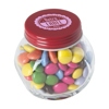 Small glass jar with choco's in Red