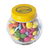 Small glass jar with choco's in Yellow