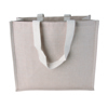 Canvas shopper with woven handles in Brown