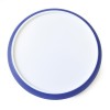 Circular White Plastic Coaster With Coloured Edge in blue