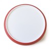 Circular White Plastic Coaster With Coloured Edge in red