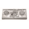 Set of 3 glass candle holders in matt-silver