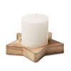 Candle on star wooden base in Brown