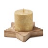 Candle on star wooden base in Gold