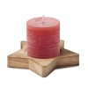 Candle on star wooden base in Red