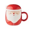 Ceramic mug with lid 370 ml in Red
