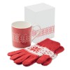 Winter gift mug and gloves set in Red