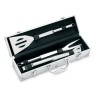 3 BBQ tools in aluminium case in silver