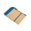 Recycled paper notebook and pen in blue