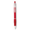 Ball pen with rubber grip in transparent-red