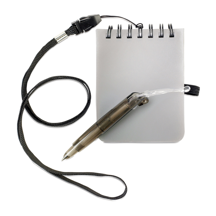 Notebook With Pen And Lanyard in matt-silver