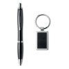 Ball pen and key ring set in black