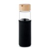 Glass bottle bamboo lid 600ml in Black