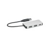 3 port USB hub with 20cm cable in Silver