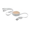 Retractable charging USB cable in White