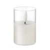 LED wax candle in glass holder in White