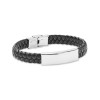 Braided faux leather bracelet in Black