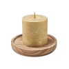 Candle on round wooden base in Gold