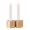 2 candles and bamboo holders in wood