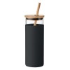 Glass tumbler 450ml bamboo lid in Black