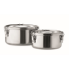 Set of 2 stainless steel boxes in matt-silver
