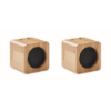Set of Bamboo wireless speaker in wood
