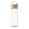 Glass bottle 500ml, bamboo lid in transparent
