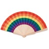 Rainbow wooden hand fan in multicolour