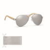 Bamboo sunglasses in pouch in shiny-silver
