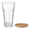 Glass with bamboo lid/coaster in White