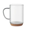 Glass mug 400ml with cork base in White