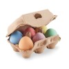 6 chalk eggs in box in beige