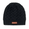 Cable knit beanie in RPET in Black
