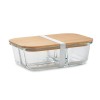 Glass lunch box with bamboo lid in White