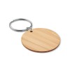 Round bamboo key ring in Brown