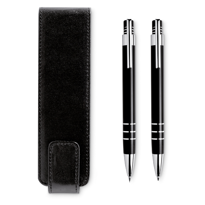 Ball Pen And Pencil In Pouch in black