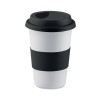 Ceramic mug w/ lid and sleeve in black
